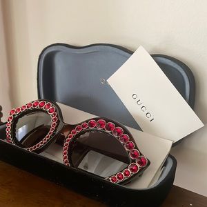 Gucci Havana sunglasses with Red Crystals